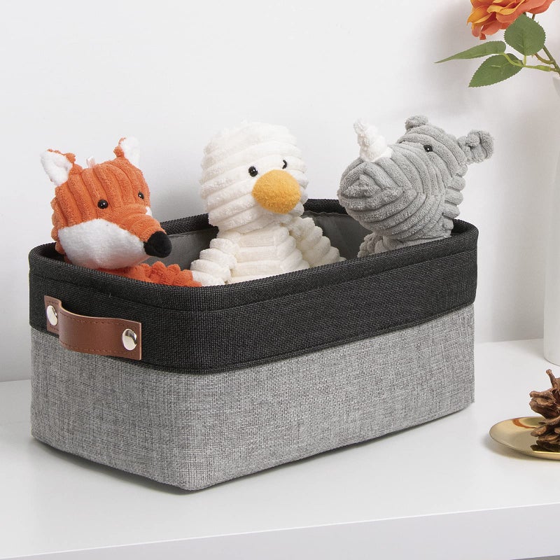 Dullemelo Small Collapsible Fabric Basket For Organizing  Shelves  Closets  Laundry  Nursery  Decorative Gift Basket (Black&Gray) - Image 2