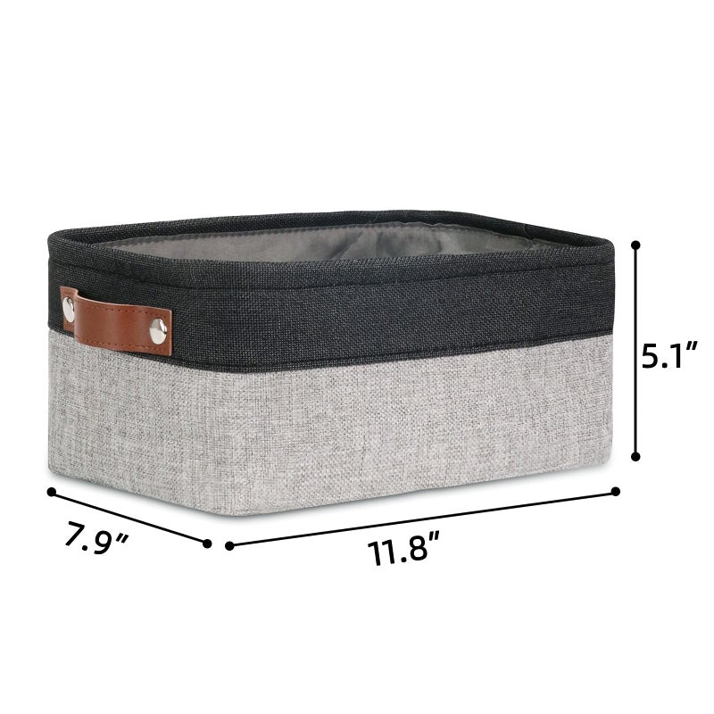 Dullemelo Small Collapsible Fabric Basket For Organizing  Shelves  Closets  Laundry  Nursery  Decorative Gift Basket (Black&Gray) - Image 4