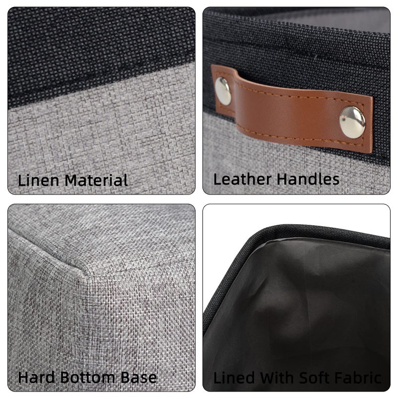 Dullemelo Small Collapsible Fabric Basket For Organizing  Shelves  Closets  Laundry  Nursery  Decorative Gift Basket (Black&Gray) - Image 5