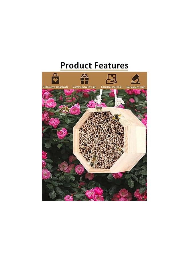 EqiEch - Wooden Mason Bee House Hanging Ladybugs Insect Nests Box Wooden Bee House Bee Habitat Ideal For Bee Pollination In Garden Yards - Image 1