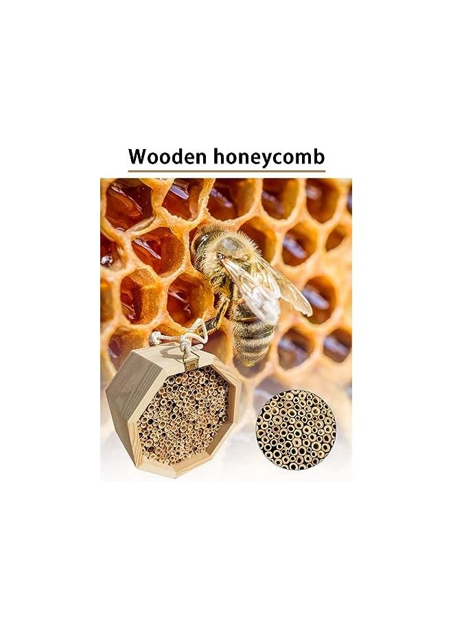 EqiEch - Wooden Mason Bee House Hanging Ladybugs Insect Nests Box Wooden Bee House Bee Habitat Ideal For Bee Pollination In Garden Yards - Image 1