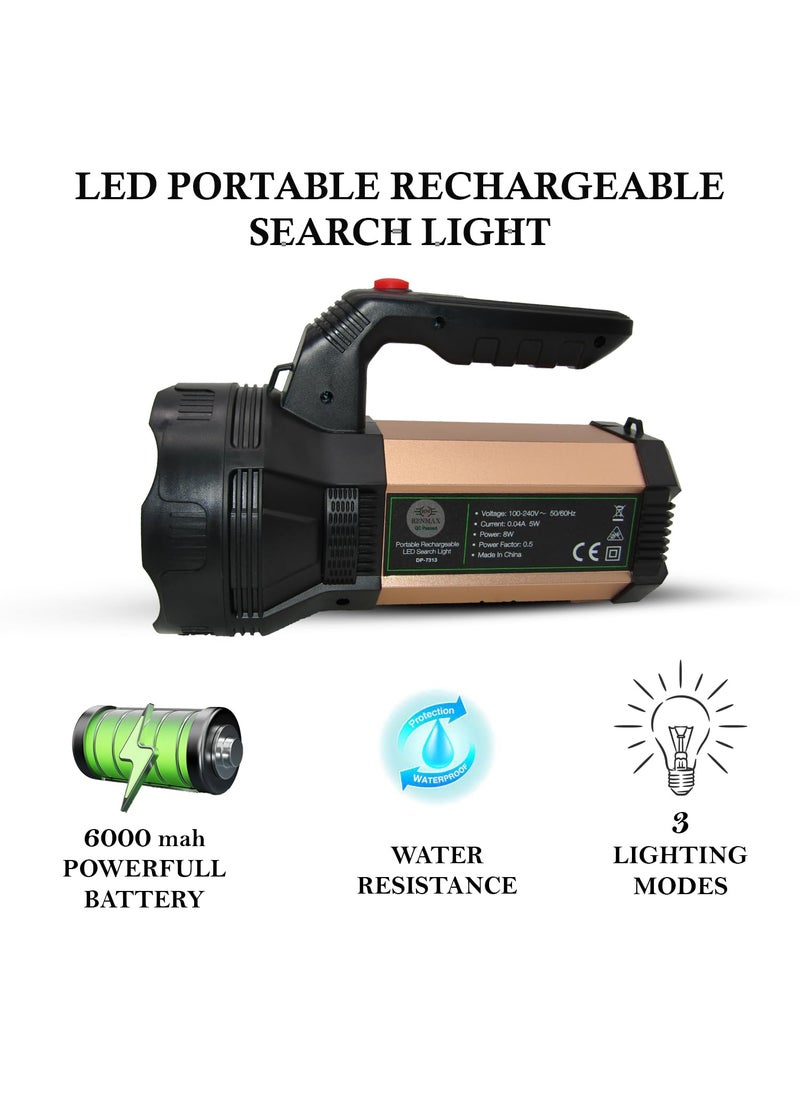 RENMAX - RENMAX Rechargeable Searchlight Torch Bright Beam LED Laser Flashlight 6000mAh for Security Metal Battery Housing Plastic Body 800m Range 1Pc - Image 1