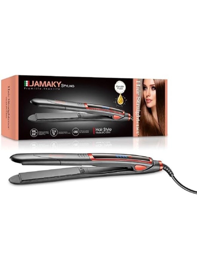 مكواة فرد الشعر من جاماكي، تصفيف بجودة الصالونات مع درجة حرارة ١٢٨٠ درجة مئوية، مثالية للشعر المجعد والمستقيم، تسخين سريع في ٣٠ ثانية، سلك دوار ٣٦٠ درجة، ٥٠ واط، موديل Jpc 10003، ألواح سيراميك