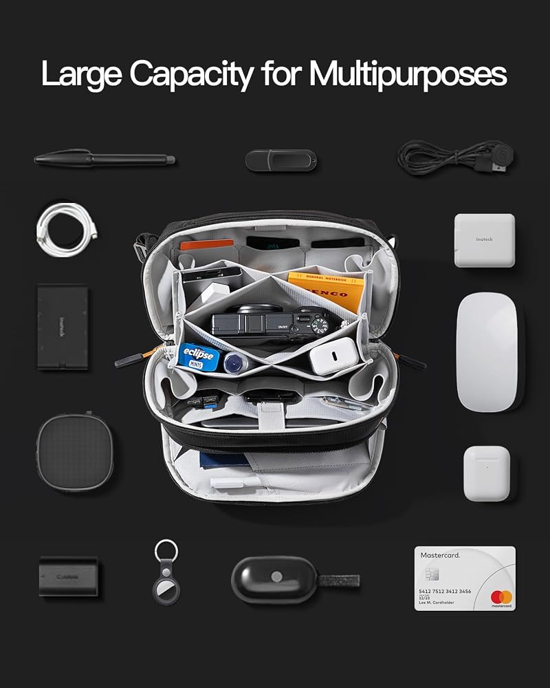 Excefore Electronics Organizer Travel Case, Water-Resistant Tech Pouch, Large Capacity Portable Storage Bag for Cables, Cords, Chargers, and Phone, Travel-Friendly Tech Organizer - Image 4