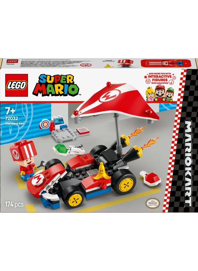 LEGO LEGO Super Mario: Mario Kart – Standard Kart, Car Toy Set for Kids, Includes a Toad Character Figure for Independent Play, Creative Birthday Gift for 7 Plus Year Old Boys, Girls and Gamers 72032