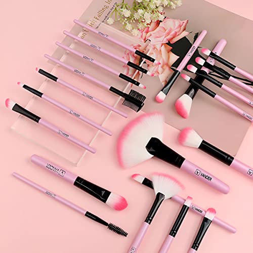 VANDER Makeup Brushes, VANDER 32pcs Makeup Brush Set Professional Soft Synthetic Foundation powder concealer blending Make up Brushes, eye shadow blush face brush set, Pink - Image 3