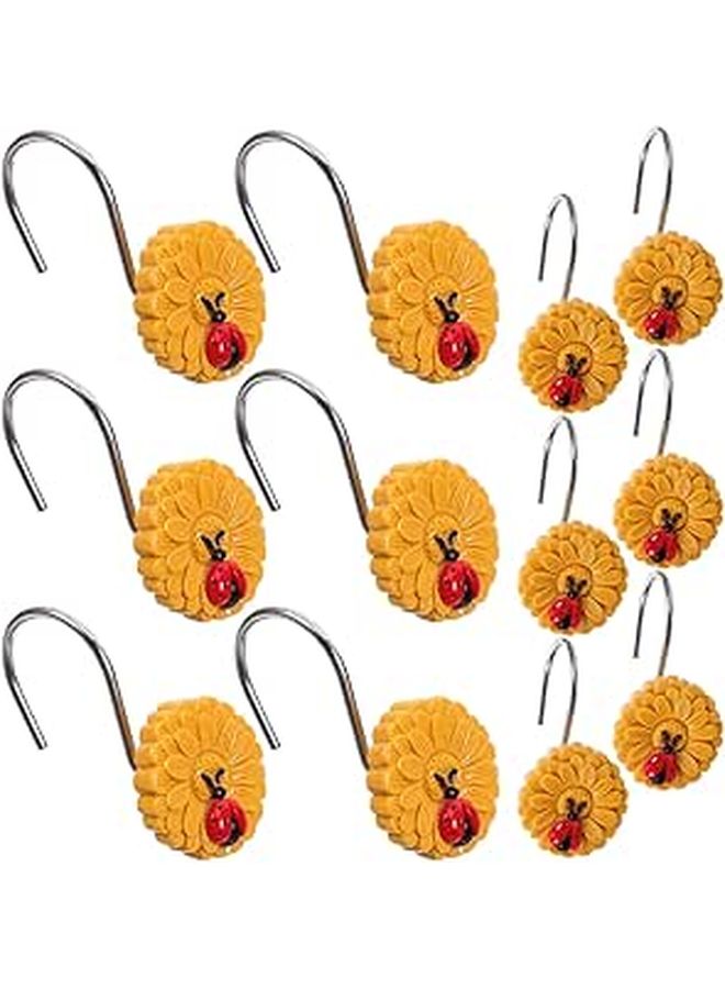 12pcs Ladybug Sunflower Shower Curtain Hooks Decorative Hangers For Bathroom Accessories - Image 1