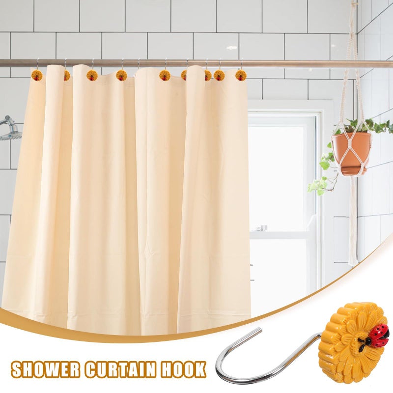 12pcs Ladybug Sunflower Shower Curtain Hooks Decorative Hangers For Bathroom Accessories - Image 5