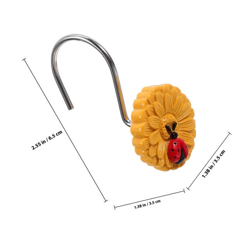 12pcs Ladybug Sunflower Shower Curtain Hooks Decorative Hangers For Bathroom Accessories - Image 3