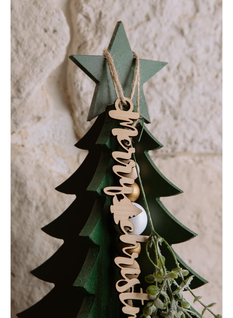Words Co. Green Wooden Christmas Tree Decor - Image 2
