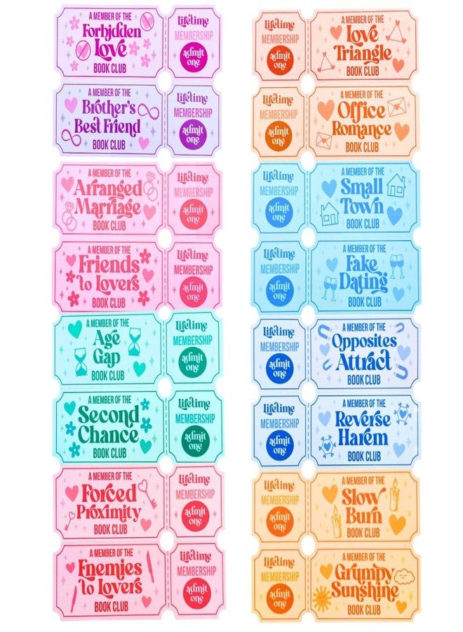 YJ PREMIUMS مجموعة فواصل كتب بوك تروب، 16 قطعة - فواصل كتب مميزة ومرحة على شكل تذاكر للنساء، إكسسوارات قراءة أنيقة وفريدة من نوعها، هدية رائعة للقراء النهمين ومحبي الأدب ونوادي الكتب. - Image 1