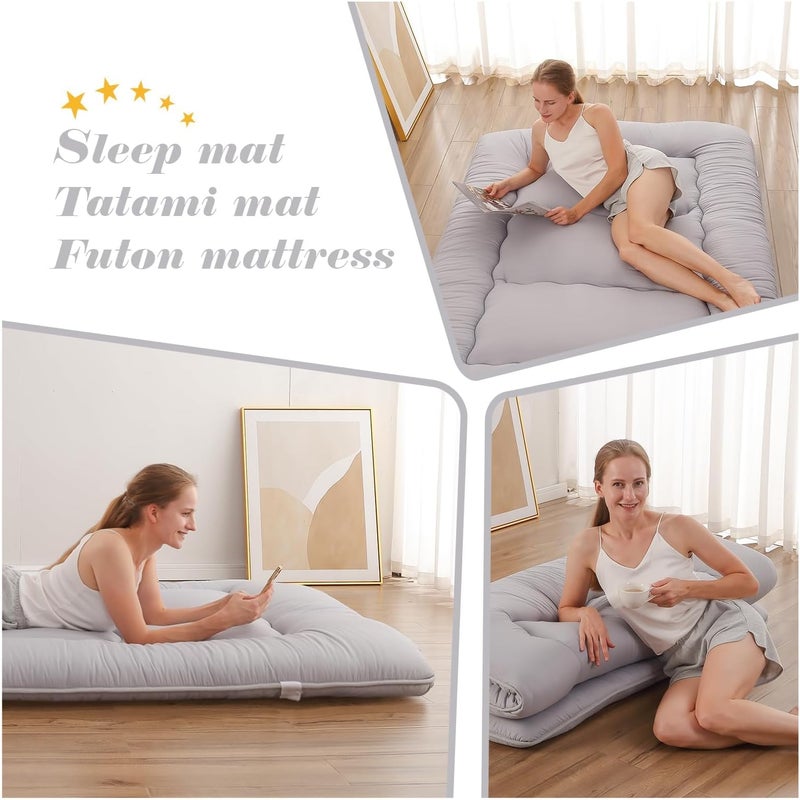 XICEN Japanese Floor Mattress, Futon Mattress with Portable Storage Bag and Washable Cover, Roll Up Thick Tatami Mat Suitable for Camping, Guest Room - Image 5