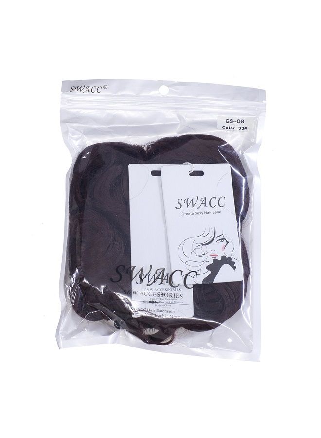 SWACC Short Messy Curly Dish Hair Bun Extension Easy Stretch hair Combs Clip in Ponytail Extension Scrunchie Chignon Tray Ponytail Hairpieces (Dark Auburn-33#)