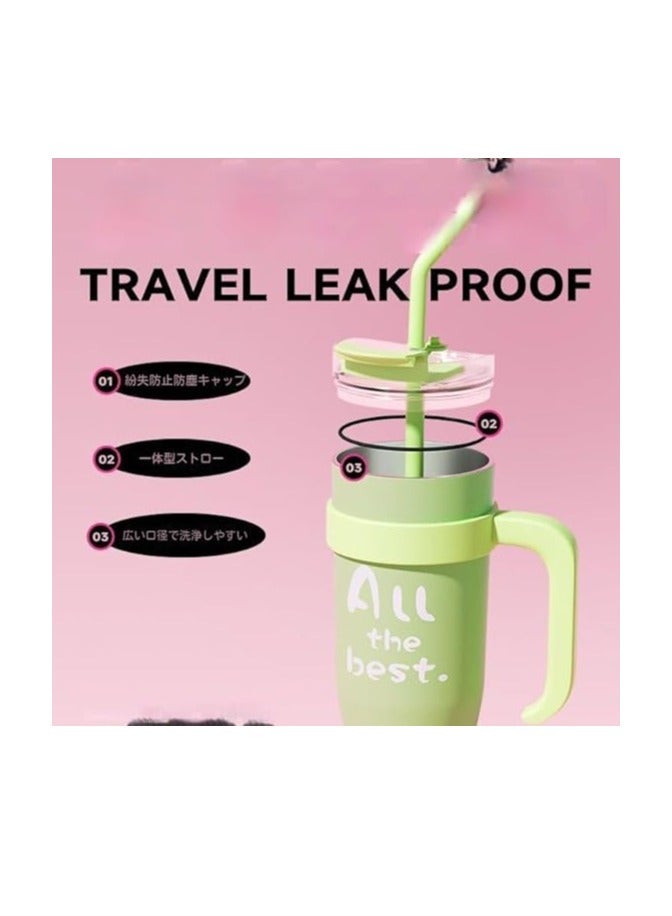 Spaceshoop Large Capacity Tumbler with Straw, 0.3 gal (1.2 L), Tumbler with Straw, Thermal Insulated Cup, Handle, Spillproof, Lightweight, Condensation, No Spills, Direct Drinking, Double Drink Cup, Wide Mouth, - Image 3