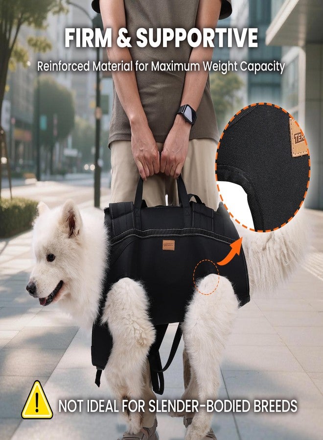 Terapaton Dog Lift Harness Backpack Carrier for Large Dogs, Full Body Sling with Handle, Dog Harness for Joint Injuries, Arthritis, Ideal for Stairs, Elderly Dogs (Black Large 20-29 LBS) - Image 3