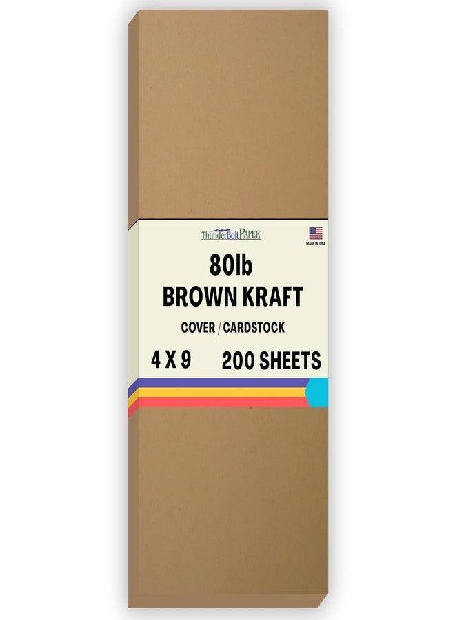 ThunderBolt Paper 200 Brown Kraft Fiber 80# Cover Paper Sheets - 4" X 9" (4X9 Inches) #10 Envelope Insert Size - Rich Earthy Color with Natural Fibers - 80lb/pound Cardstock - Smooth Finish - Image 1