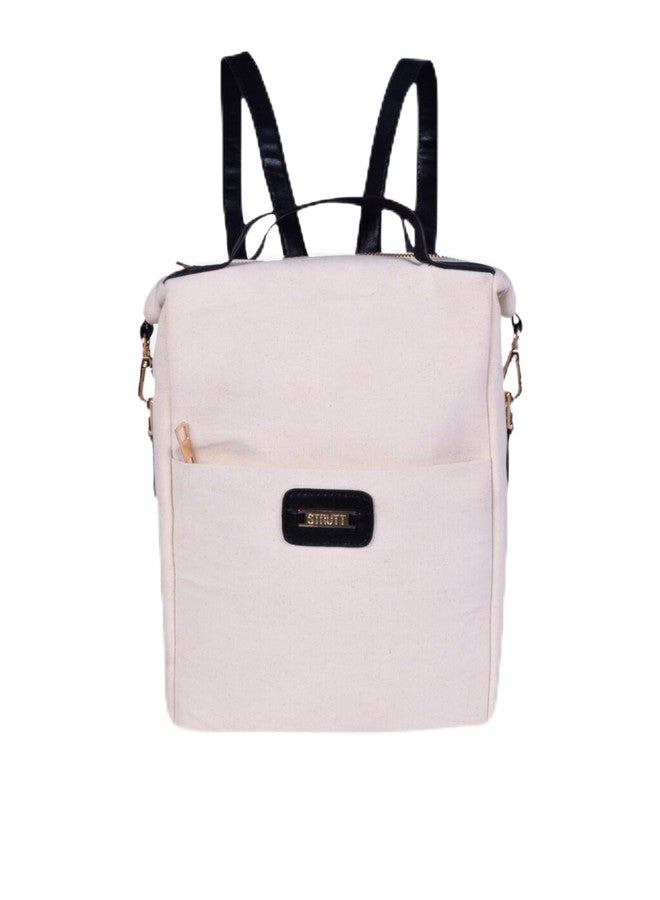 STRUTT Leather Backpack Bags | Canvas & Leather Midi| For Women/Girls Office/College Stylish |Airportl bag | Casual | Stylish | Shoulder Bag for Girls College | Sling |Travel Daily Use - Image 1