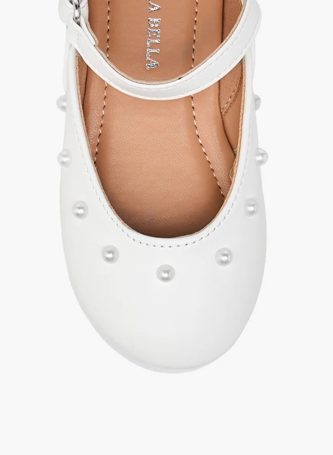 Flora Bella By Shoexpress Girls Embellished Ballerina Shoes with Hook and Loop Closure