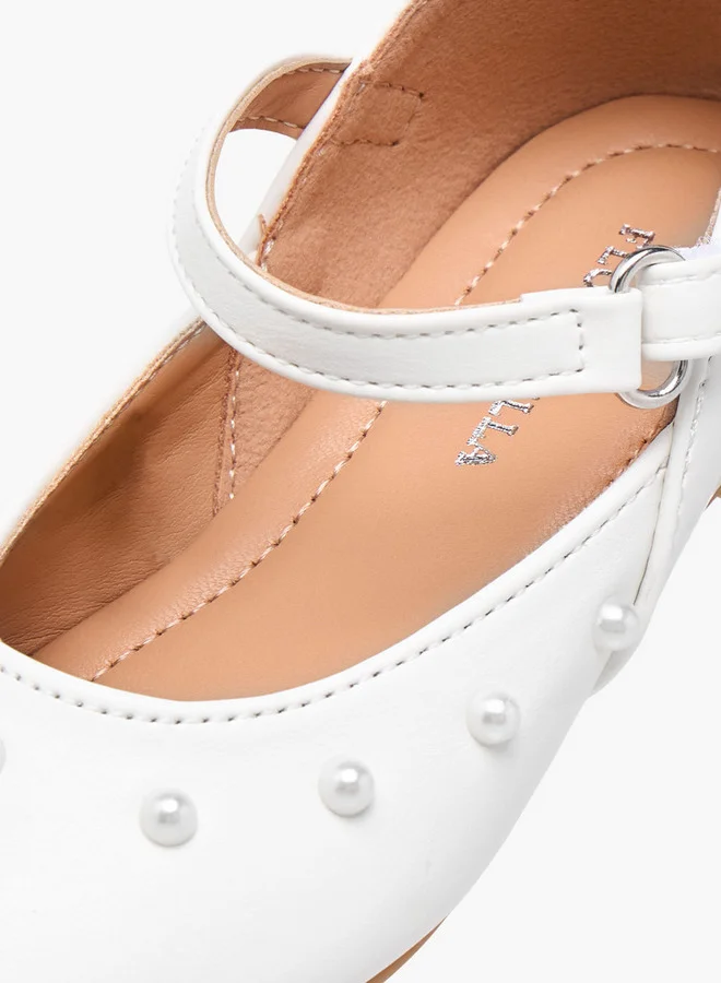 Flora Bella By Shoexpress Girls Embellished Ballerina Shoes with Hook and Loop Closure