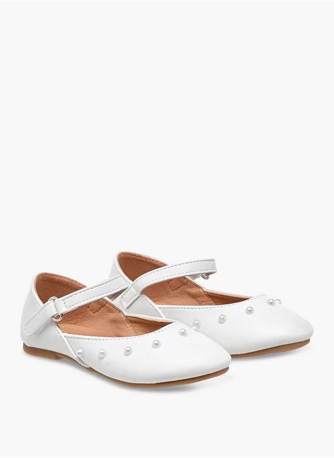 فلورا بيلا من شو إكسبرس Girls Embellished Ballerina Shoes with Hook and Loop Closure