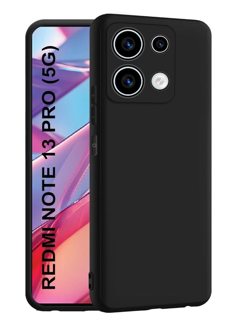 Case for Xiaomi Redmi Note 13 Pro, Liquid Gel Rubber Bumper Case with Soft Microfiber Lining Cushion Slim Hard Shell Shockproof Protective with Camera Protection Cover for Redmi Note 13 Pro 5G (Black) 