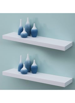 White Floating Wall Mounted Shelves, Set of 2 Display Ledge Storage Shelves Bedroom Office Kitchen Living Room, Modern Home Decor, Trophy Display, Photo Frames