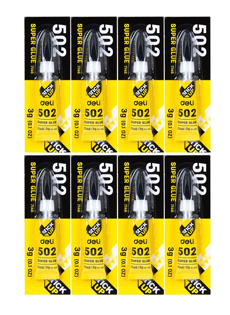 Deli 8-Piece Strong Super Glue 3g Content Per Tube  - Image 1