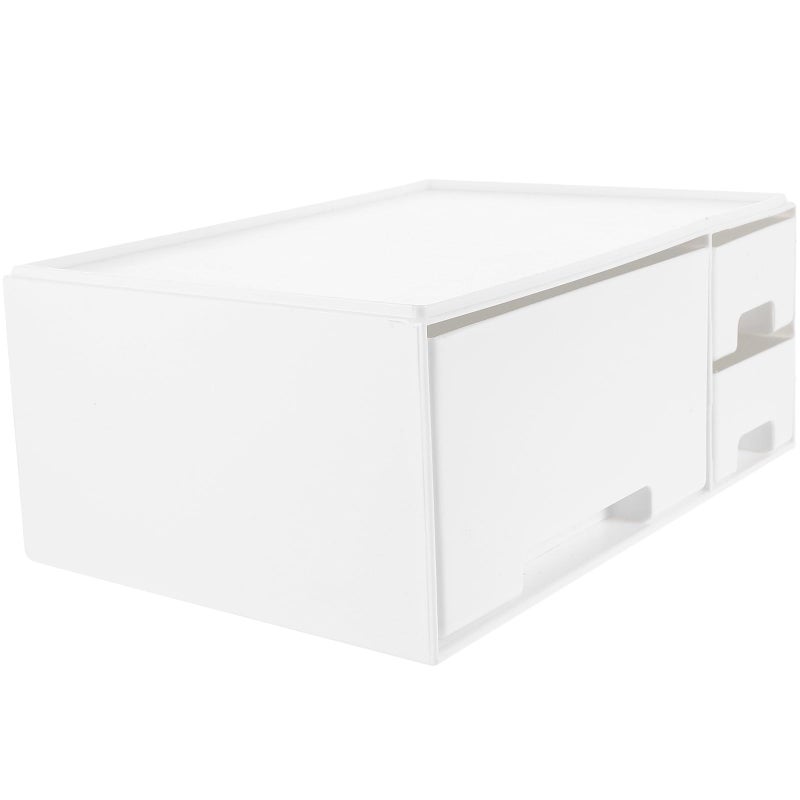 White Monitor Stand Riser with Organizer for Desk Space Optimization and Height Adjustment - Image 2
