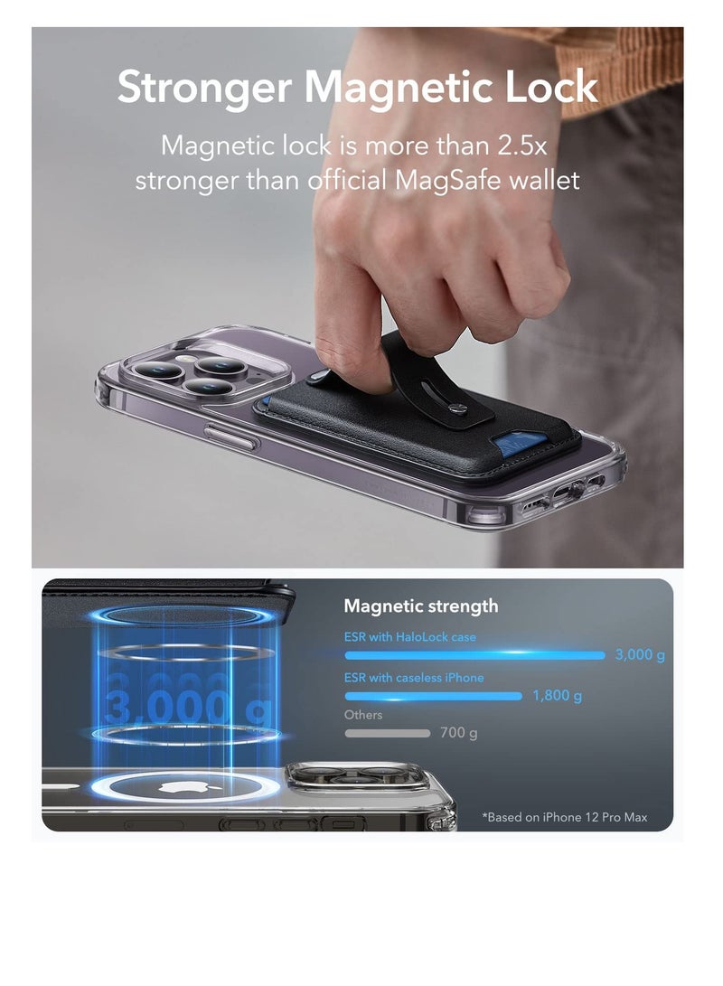 Excefore for MagSafe Wallet, Magnetic Wallet, Magnetic Card Wallet Holder, with Secure-Grip Finger Loop, 3-Card Holder, Vegan Leather, for Apple 15-12 Series, Not for 13/12 Mini (Black) - Image 2