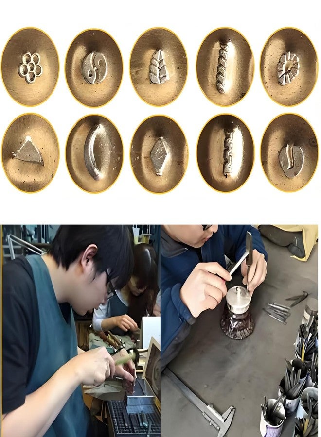 POCREATION Metal Jewelry Anvil Chisel, Professional Jewelry Punch Stamp, Anvil Chisel Equipment Kit for Jewelry Processing Making Carving Tools hand-carved Texture appearance(High - Image 2