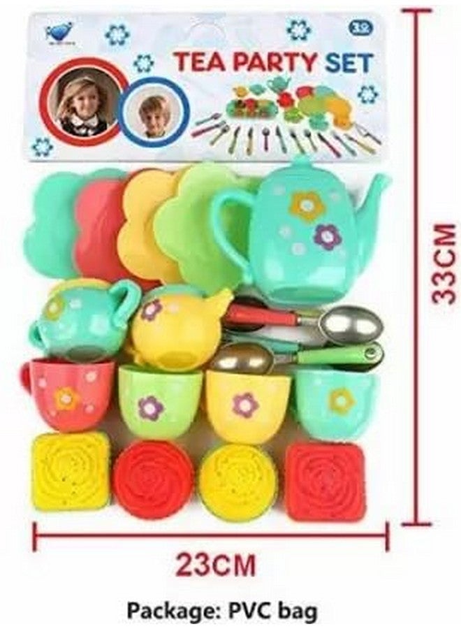 Amitasha Plastic Tea Party Pretend Play Kitchen Utensils Toy Set With Cake For Kids - Image 5