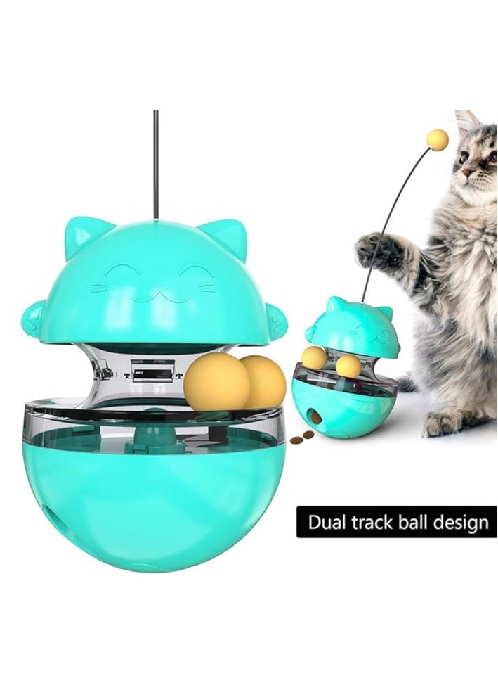 General - Cat toy, interactive indoor treater dispenser, kitten feeding ball with 3 functions, 3 swinging balls and fluttering feathers - Image 1