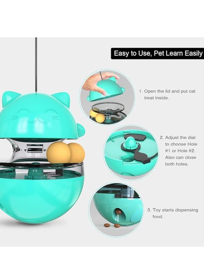General - Cat toy, interactive indoor treater dispenser, kitten feeding ball with 3 functions, 3 swinging balls and fluttering feathers - Image 1