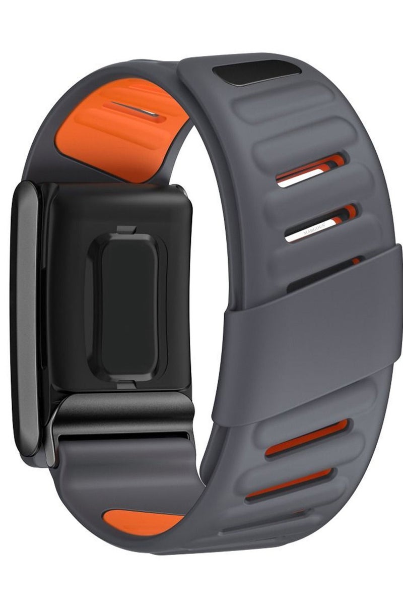 CATANES Sports Strap Compatible with Whoop 5.0 Soft and Breathable Silicone Strap Adjustable Replacement Wristbands for Whoop 5.0 Band - Dark Grey - Orange - Image 3