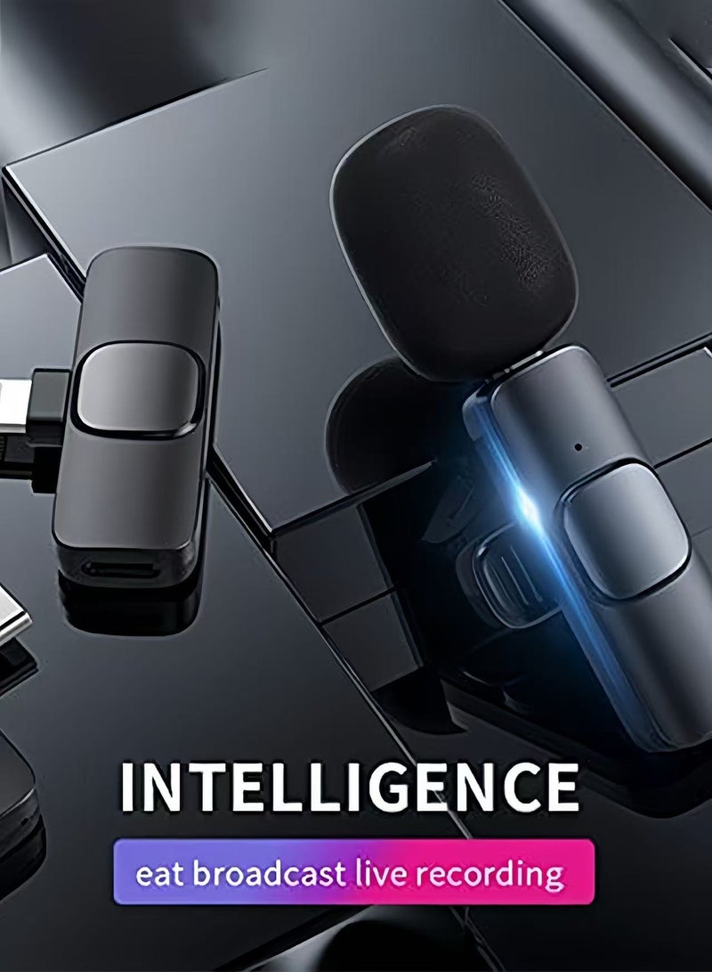 SUNDAREE Wireless Mini Microphones, Plug-Play Wireless Microphones - Video Recording, Live Stream, YouTube, Interview, TikTok, Vlog - for iPhone, iPad, Android, iOS/USB-C, Black - Image 2