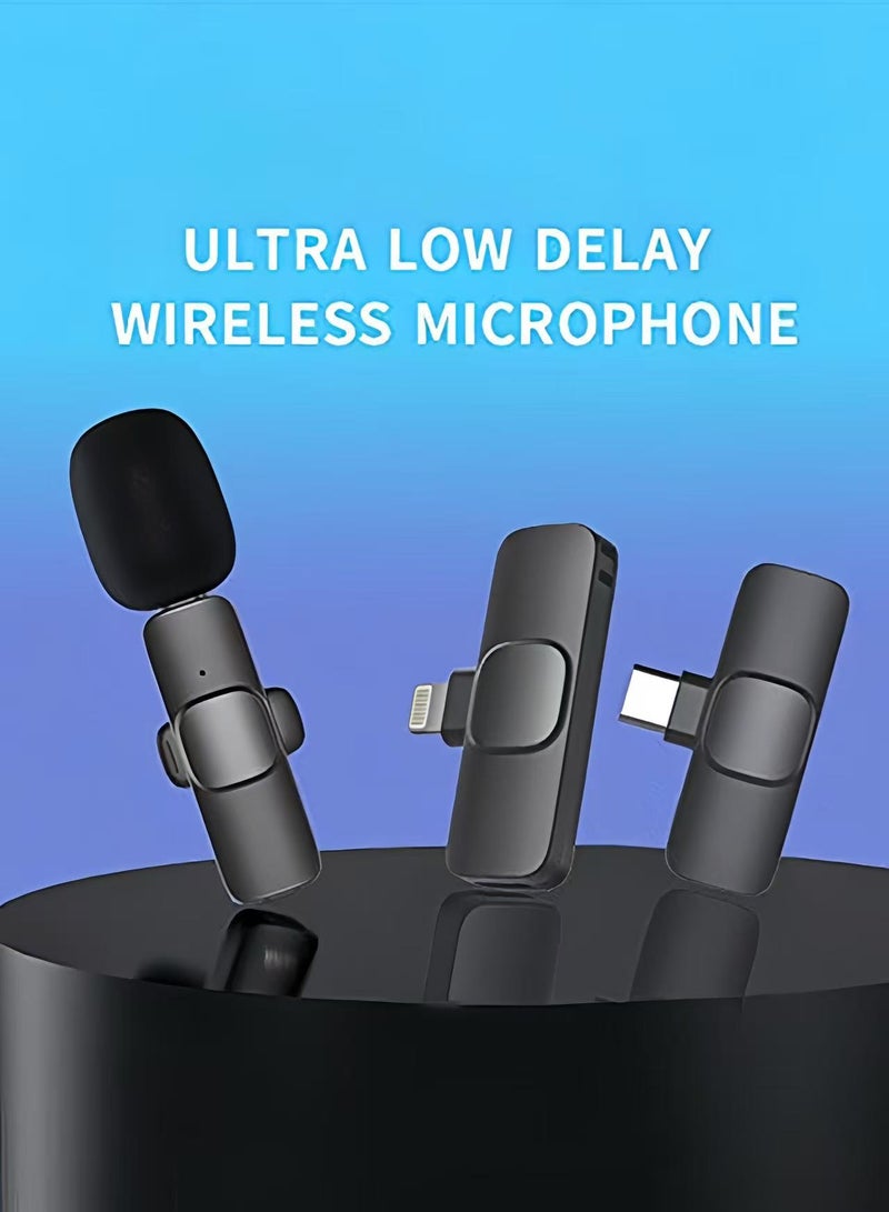 SUNDAREE Wireless Mini Microphones, Plug-Play Wireless Microphones - Video Recording, Live Stream, YouTube, Interview, TikTok, Vlog - for iPhone, iPad, Android, iOS/USB-C, Black - Image 3