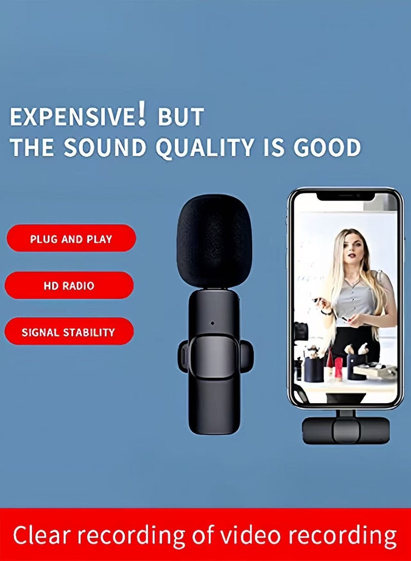 SUNDAREE Wireless Mini Microphones, Plug-Play Wireless Microphones - Video Recording, Live Stream, YouTube, Interview, TikTok, Vlog - for iPhone, iPad, Android, iOS/USB-C, Black - Image 4