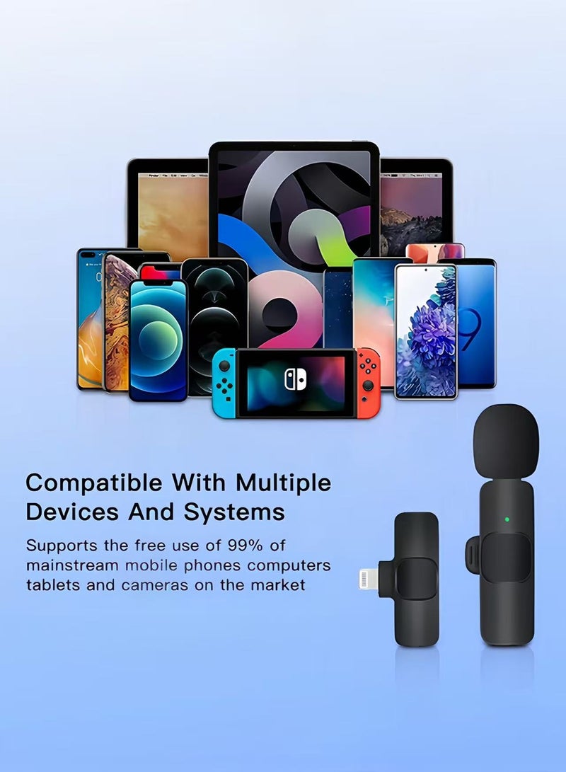 SUNDAREE Wireless Mini Microphones, Plug-Play Wireless Microphones - Video Recording, Live Stream, YouTube, Interview, TikTok, Vlog - for iPhone, iPad, Android, iOS/USB-C, Black - Image 5