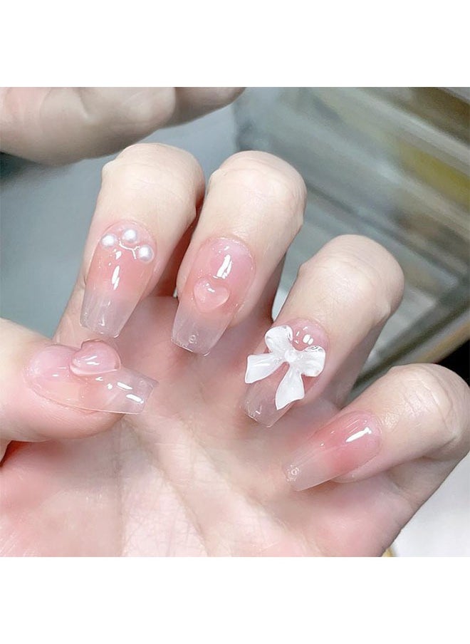 Generic False Nails Handmade Press On Nails, Energetic Schoolgirls with Bow Nail Professional Nail Art  - Image 4