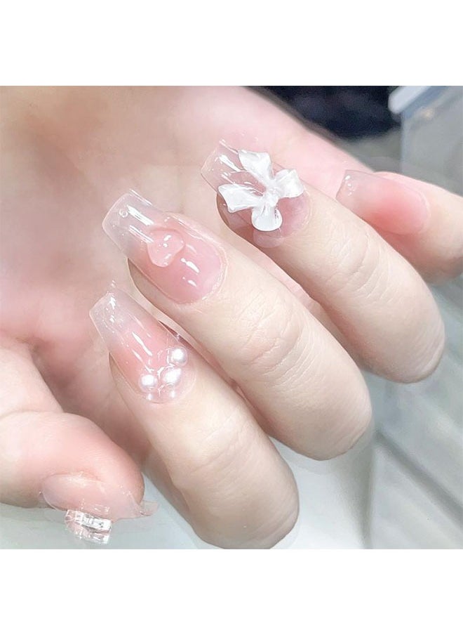 Generic False Nails Handmade Press On Nails, Energetic Schoolgirls with Bow Nail Professional Nail Art  - Image 3