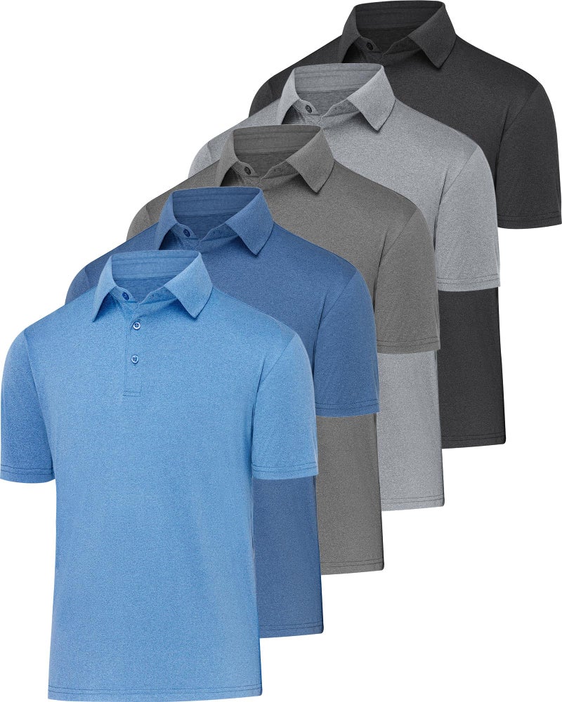 MLYENX 5 Pack Mens Polo Shirts Short Sleeve Quick Dry Moisture Wicking Casual Golf T Shirts for Men - Image 1
