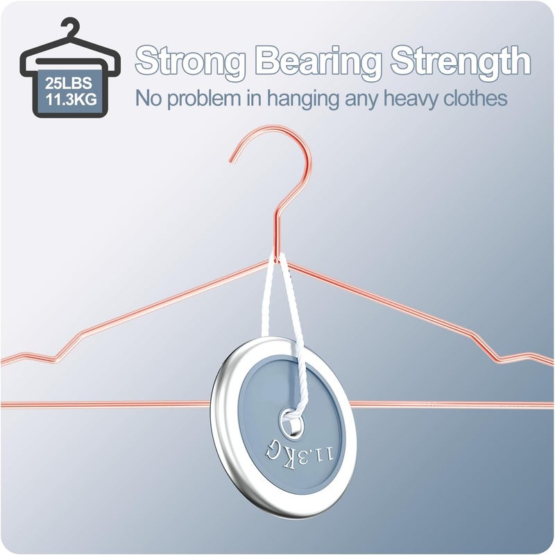 SPECILITE Metal Hangers 30 Pack Heavy Duty, Strong Wire Clothes Hangers with Notches, Space Saving Hangers Bulk for Standard Size Coats, Shirts, Suits, Pants, Shiny Rose Gold - Image 3