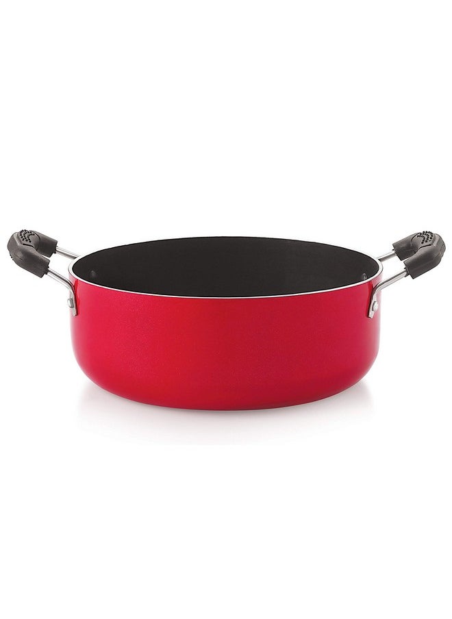 Nirlon Nirlon Non Stick Aluminium Gas Compatible Casserole/Biryani Pot/Rice Pot, 26cm - 4.2 LTR (3_mm_CS_15), Red  - Image 1