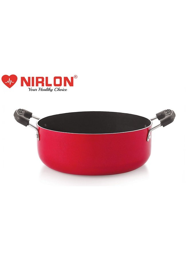 Nirlon Nirlon Non Stick Aluminium Gas Compatible Casserole/Biryani Pot/Rice Pot, 26cm - 4.2 LTR (3_mm_CS_15), Red  - Image 2