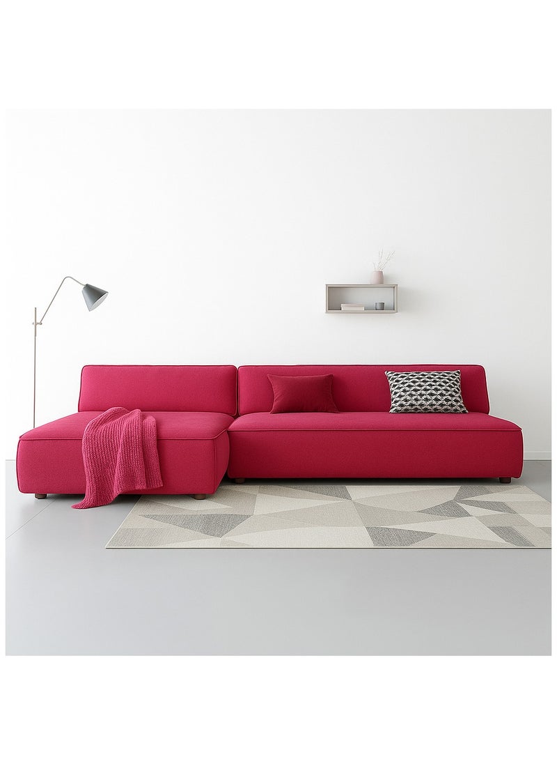 KARNAK Karnak Chelsea 3-Seater Luxury L-Shape Velvet Sofa with Free Pillows - Rose Red  - Image 1