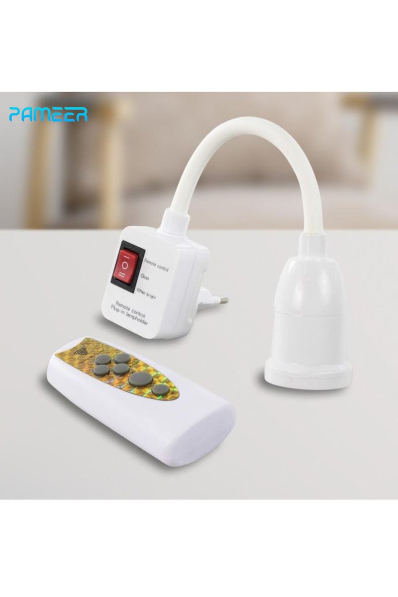 بامير محول مقبس إضاءة قابل للتوصيل مع جهاز تحكم عن بعد ومؤقت، محول مقبس إضاءة قابل للتوصيل، مقبس مصباح مكتبي، حامل مصباح تيار متردد، E26/E27، محول مصباح في جميع الاتجاهات مع مفتاح، مقبس مصباح مكتبي - Image 1