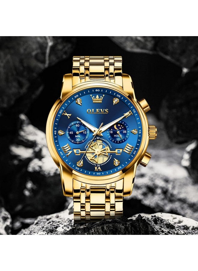 OLEVS Mens Watches Chain Chronograph Business Dress Quartz Stainless Steel Wrist Watch Waterproof Luminous Date - Image 2