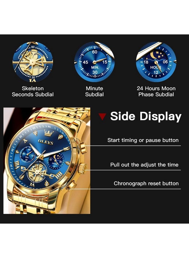 OLEVS Mens Watches Chain Chronograph Business Dress Quartz Stainless Steel Wrist Watch Waterproof Luminous Date - Image 5