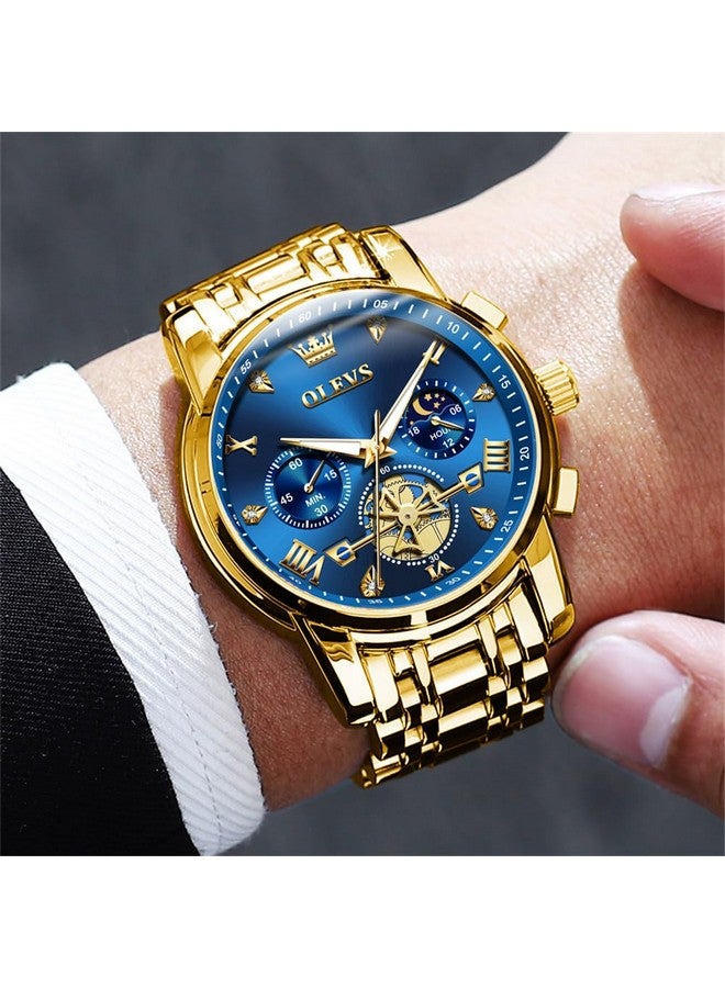 OLEVS Mens Watches Chain Chronograph Business Dress Quartz Stainless Steel Wrist Watch Waterproof Luminous Date - Image 3
