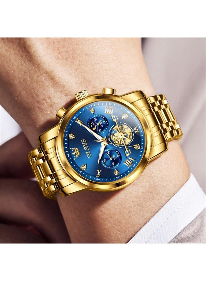 OLEVS Mens Watches Chain Chronograph Business Dress Quartz Stainless Steel Wrist Watch Waterproof Luminous Date - Image 4